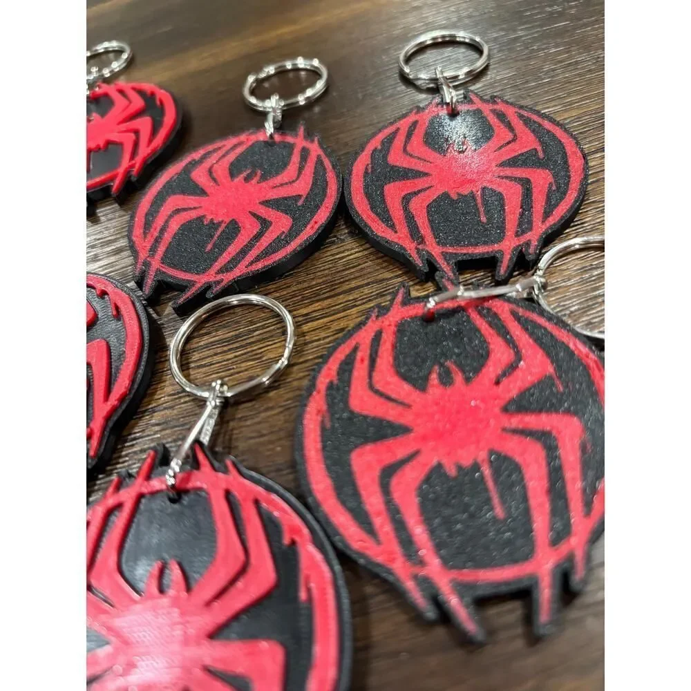 Miles Morales Spiderman Symbol Keychain Pack Dual-Color Raised Design (10 Pack)